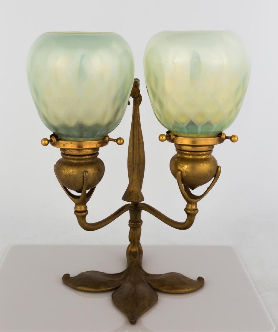 Tiffany Studios, New York, Two Light Candle Lamp (1 of 2)