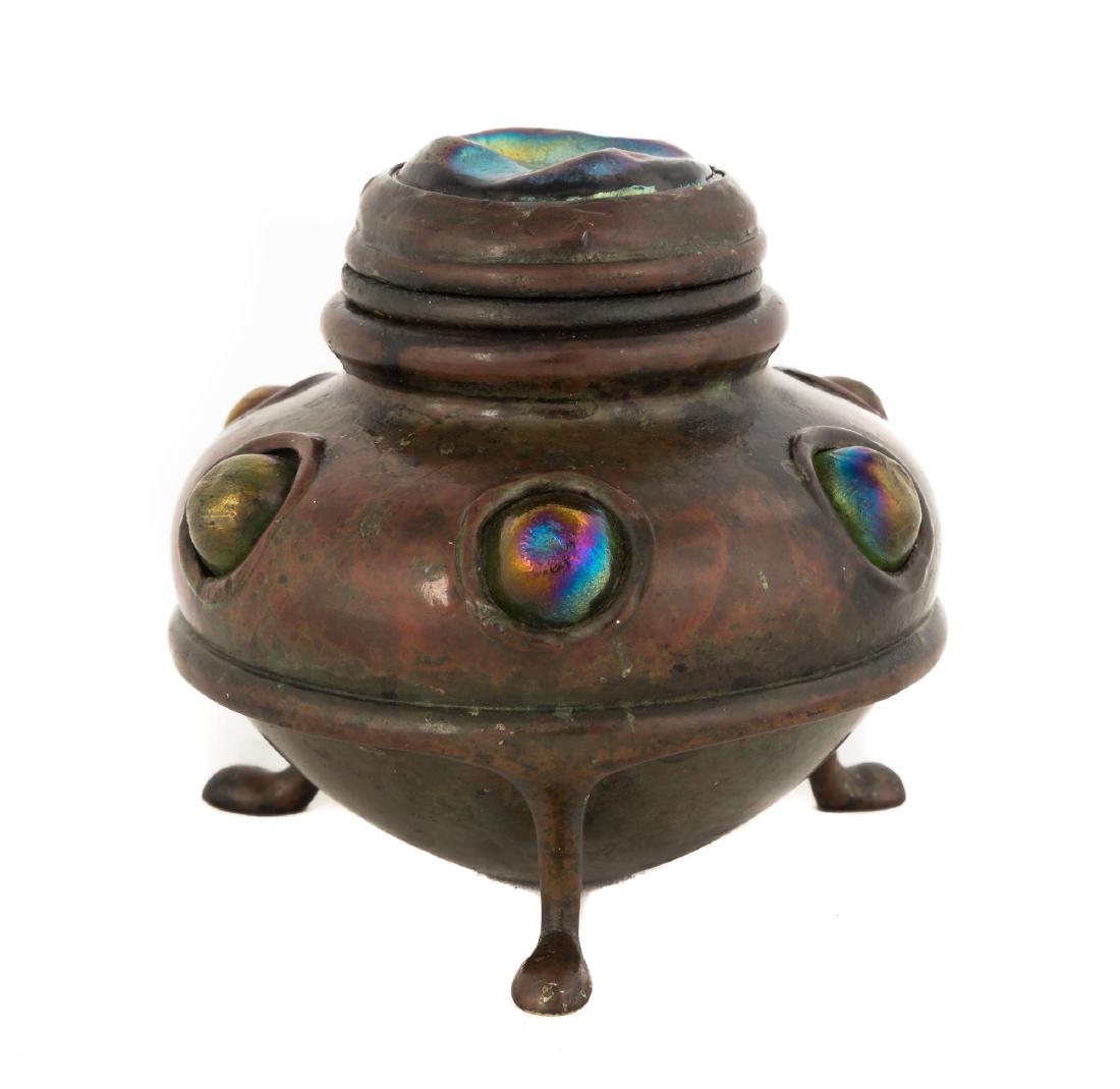 Tiffany Studios, New York, Bronze Inkwell with Turtle (1 of 2)