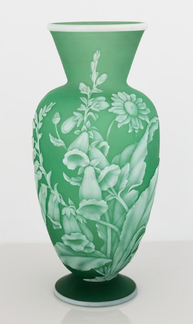 Thomas Webb Cameo Vase with Flowers: 19th century. Unsigned. Ht. 9". The Frank & Amy Blake Collection, formerly of Corning, New York.