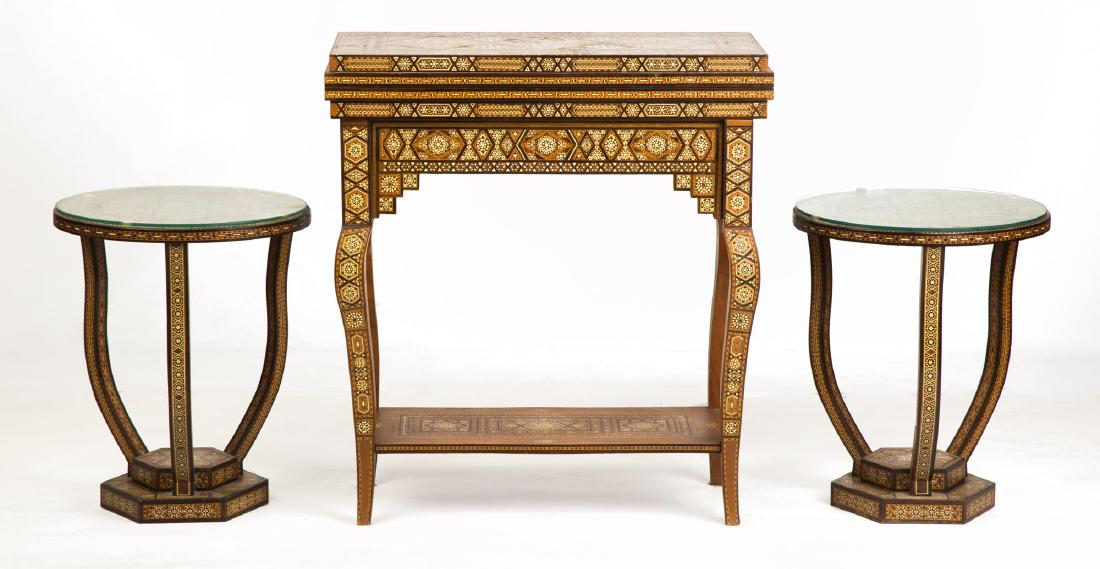 Indo-Persian, Syrian Marquetry Game Table and Side (1 of 5)