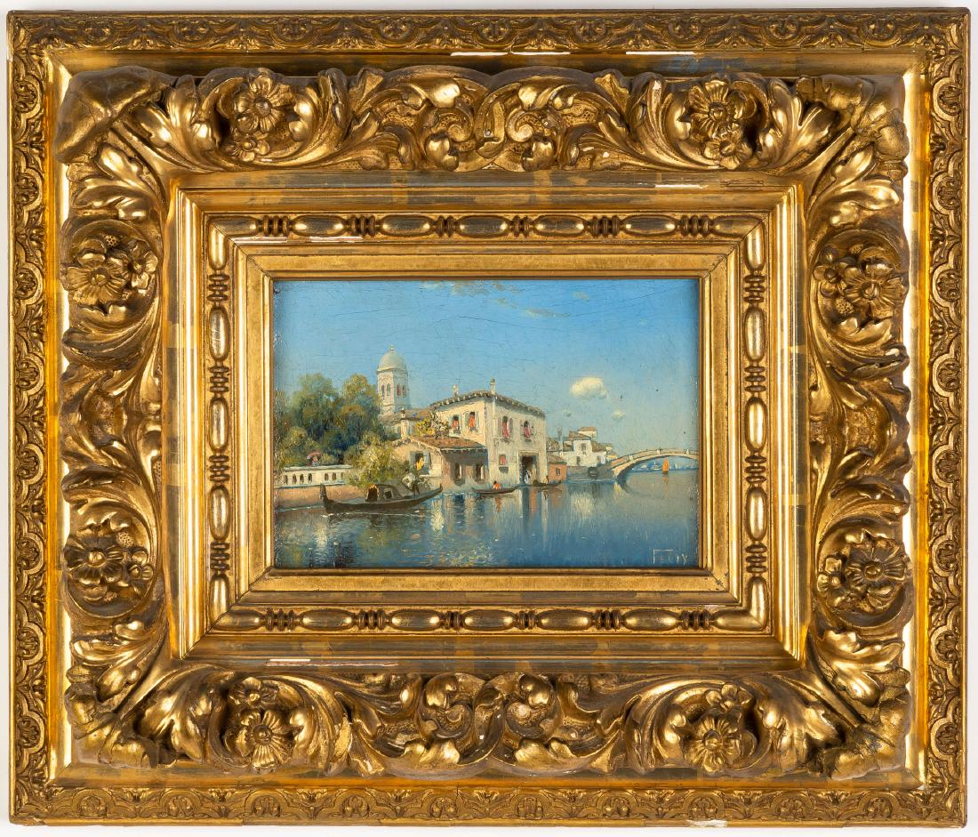 Venetian Painting: Oil on canvas. Signed 'Felix' (lower right). 6"x 9" .