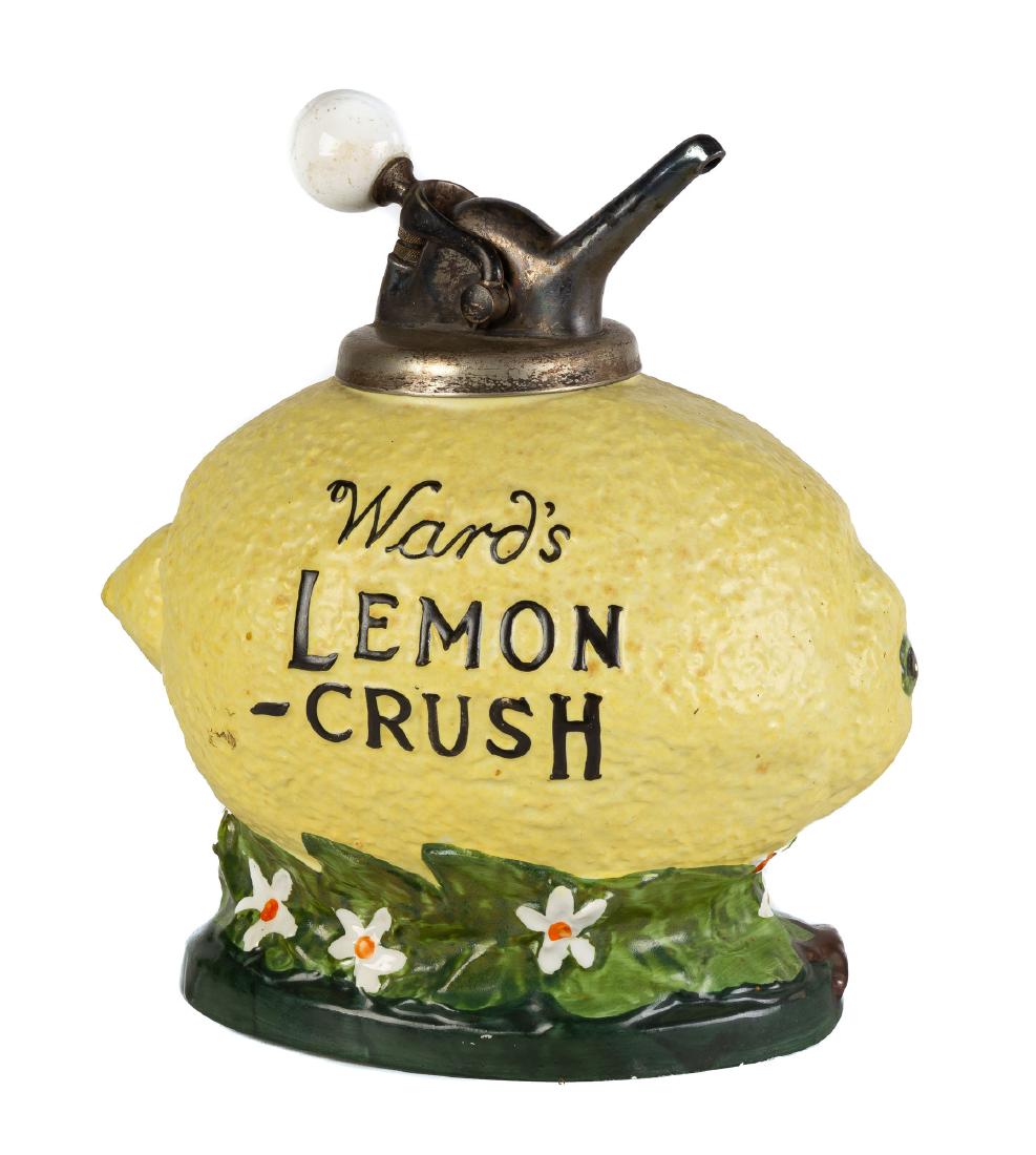 Vintage Ward's Lemon Crush Dispenser: Original pump. Ht. 13 1/2". Private southern collection .