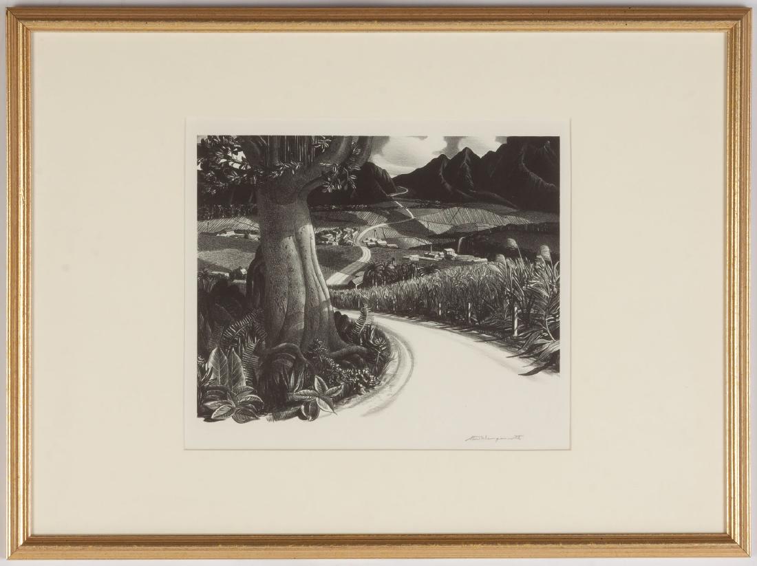 Stow Wengenroth (Amer.,1906-1978)"Hawaii Advertisement": Lithograph. Penciled signed 'Stow Wengenroth' (lower right) Image 13 1/2" x 21 1/2" .