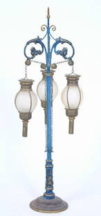 Early Painted Tin Lamp Post: Early Painted Tin Lamp Post, 17" (h), exc., Est. 300-500