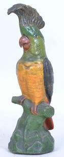 Painted Cast Iron Parrot Doorstop, 14": Painted Cast Iron Parrot Doorstop, 14" (h), exc., Est. 150-200