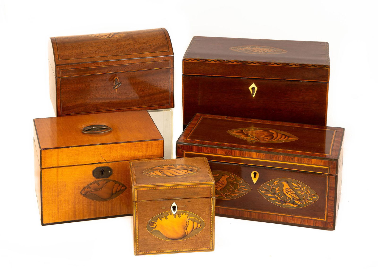 Five Inlaid George III Tea Caddies (1 of 1)