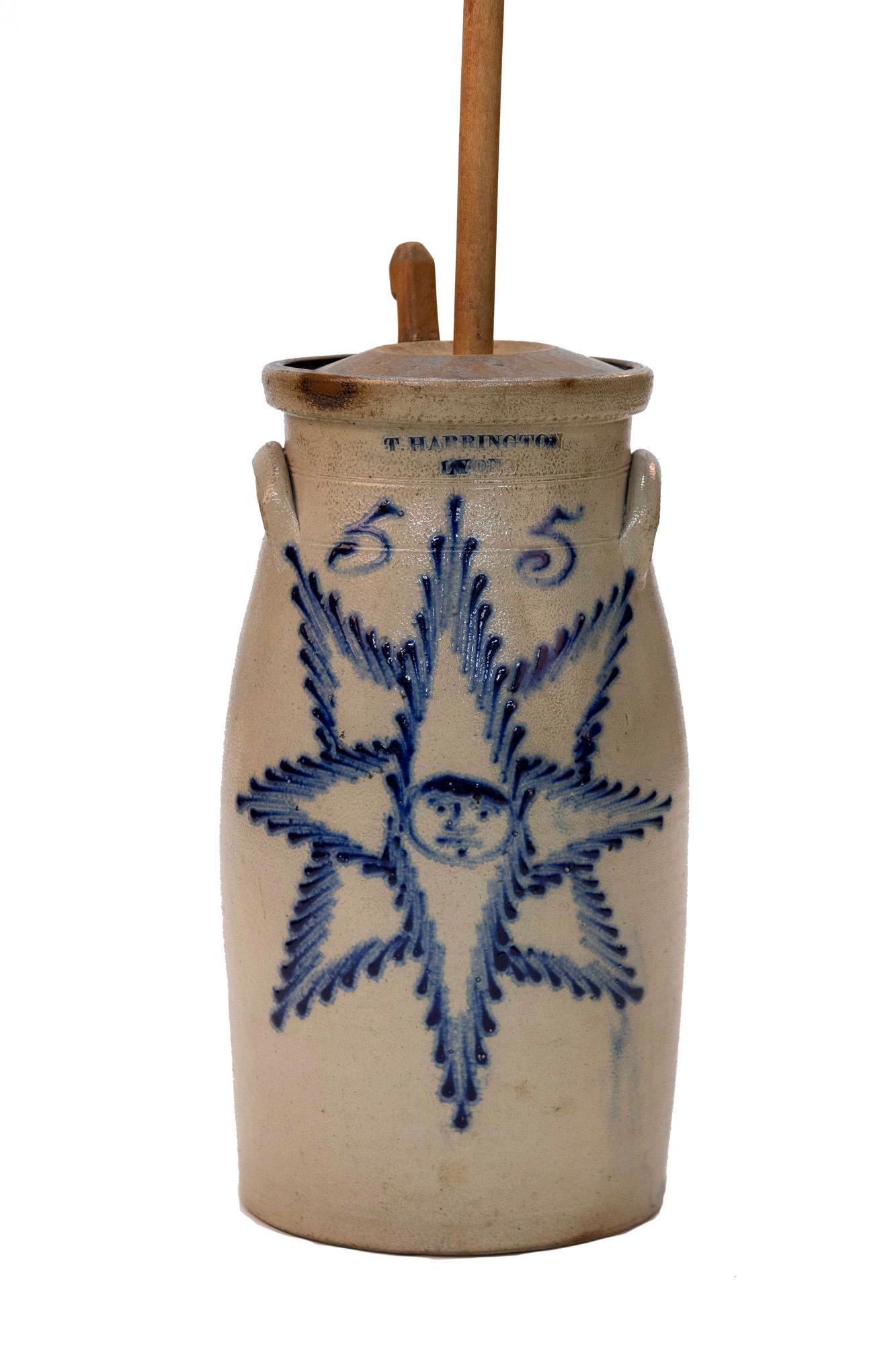 T. Harrington, Lyons, NY,  5 Gallon Stoneware Churn (1 of 1)