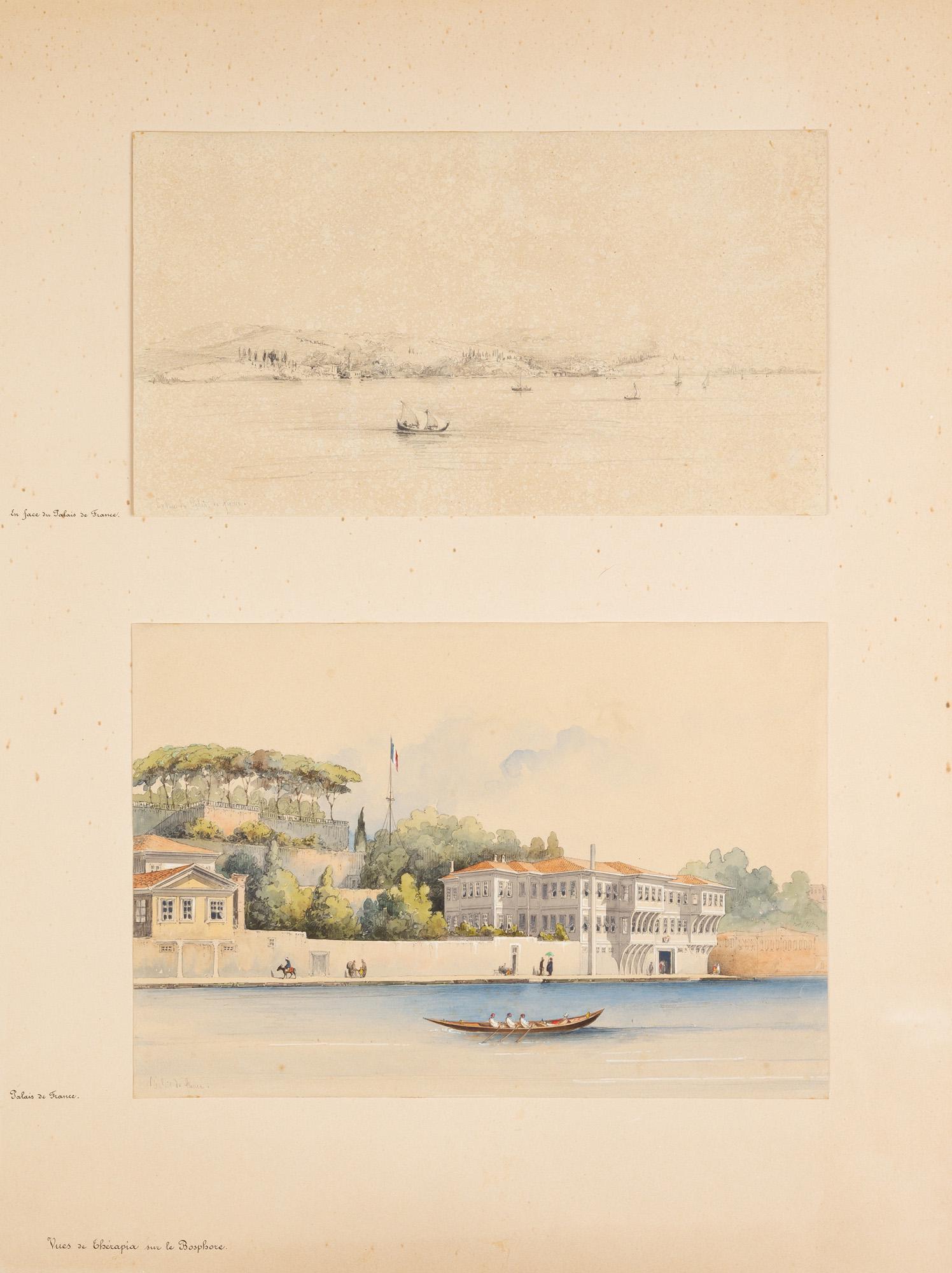 Attr. to Amedeo Preziosi (Maltese, 1816-1882): Attr. to Amedeo Preziosi (Maltese, 1816-1882). Watercolor on paper and sketch. Each 9 x 13 1/2". Provenance: Prince Roger de Bauffremont (1823-1891). The Peter Tillou Collection, Litchfield, Connectic