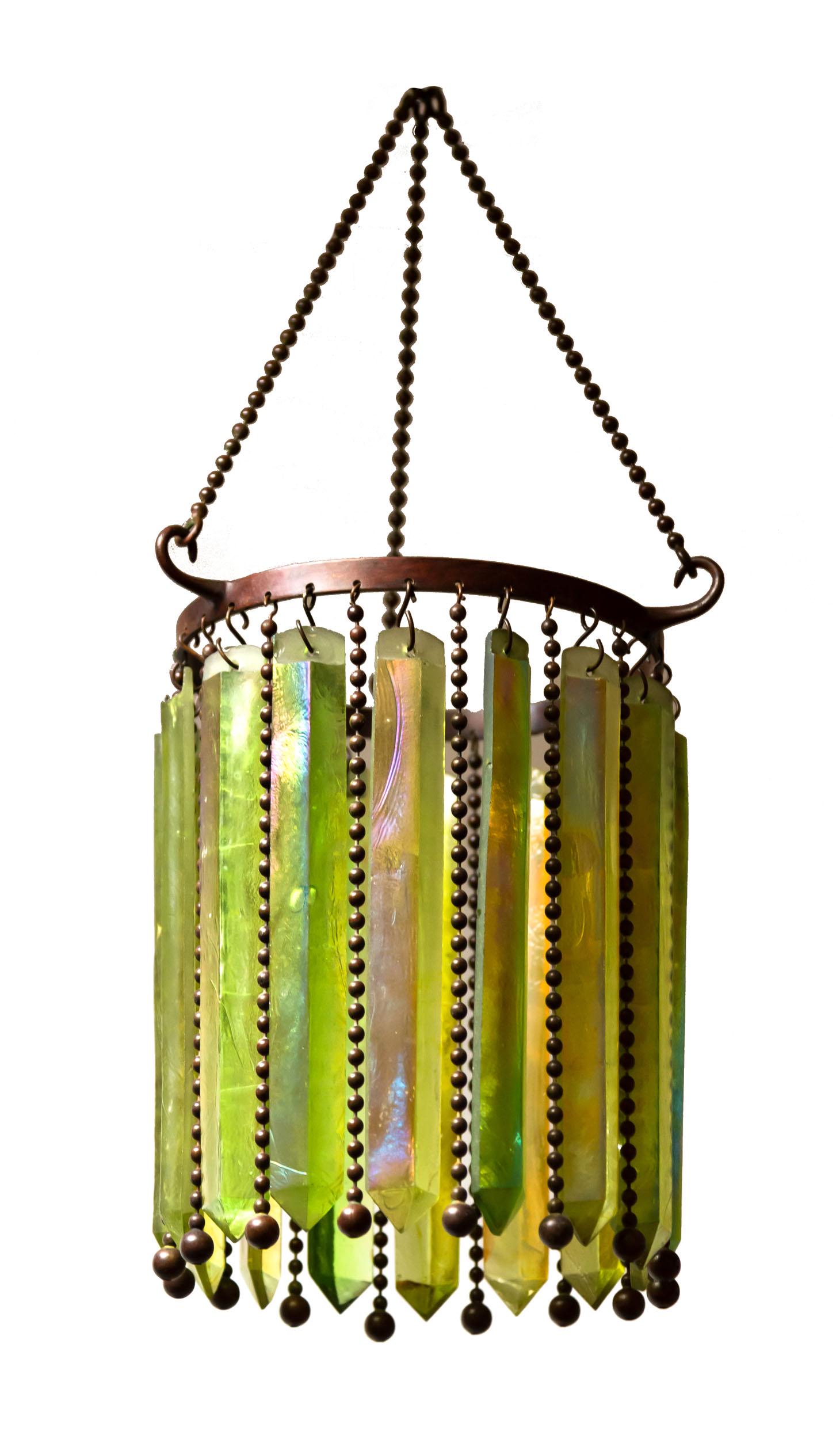 Tiffany Studios, NY Prisim Chandelier: Tiffany Studios, NY Prisim Chandelier . 16 1/2" x 8".
