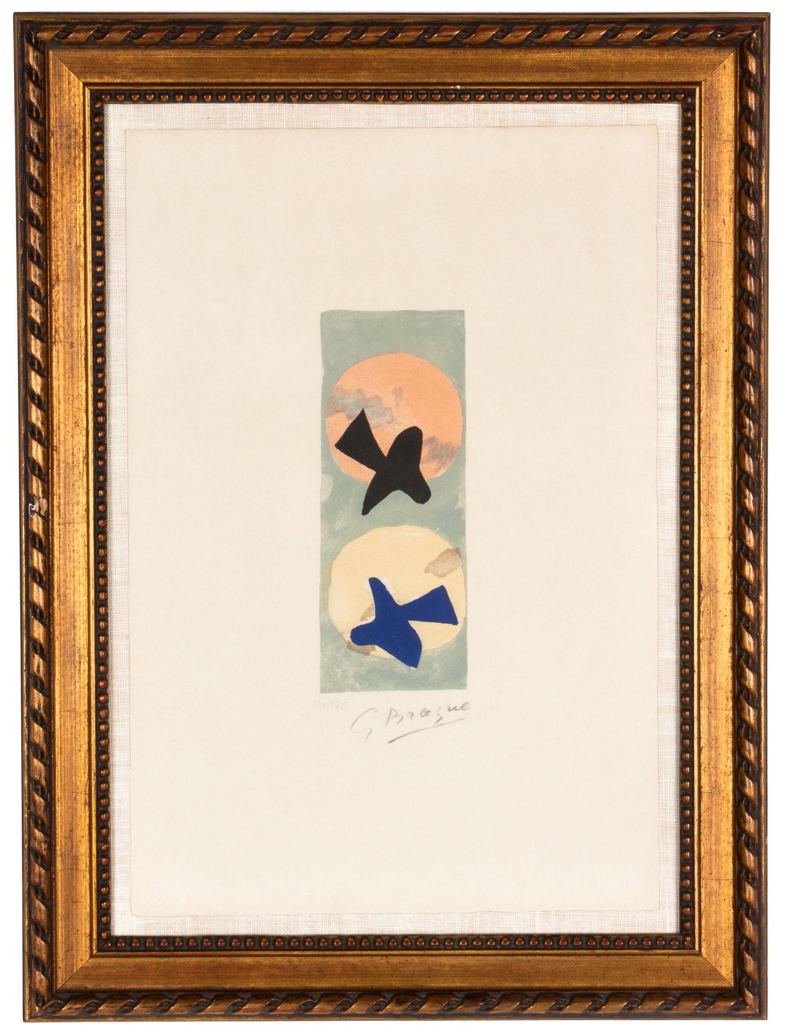 Georges Braque (French, 1882 - 1963) Lithograph: Georges Braque (French, 1882 - 1963) Lithograph Signed and edition 214 of 275 on embossed paper. 19" x 12 3/4"