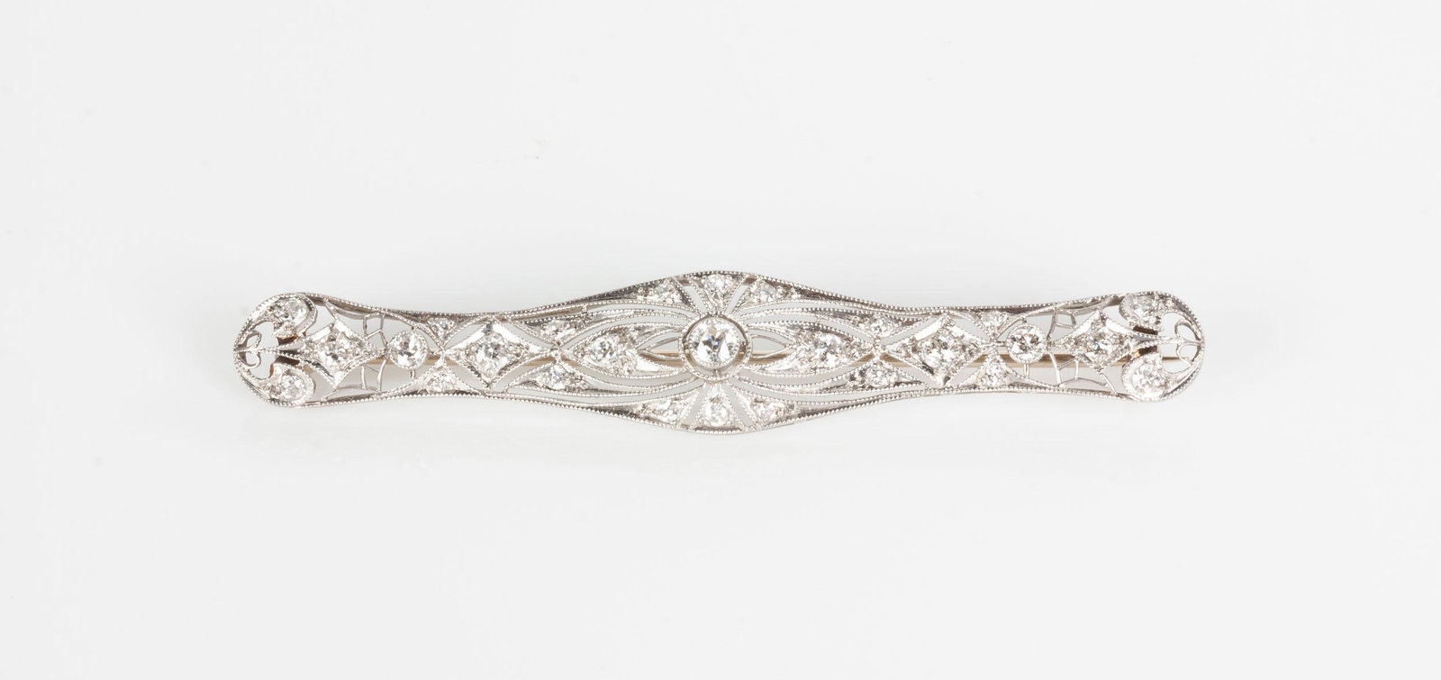 Antique Ladies Platinum & Diamond Brooch: Antique Ladies Platinum & Diamond Brooch L 2 3/4" Mrs. Magdalene Lydia Spear, 1920's; By succession to her son Mr. Dexter Spear French, 1951; By succession to his wife Mrs. Donna Gould, 2004