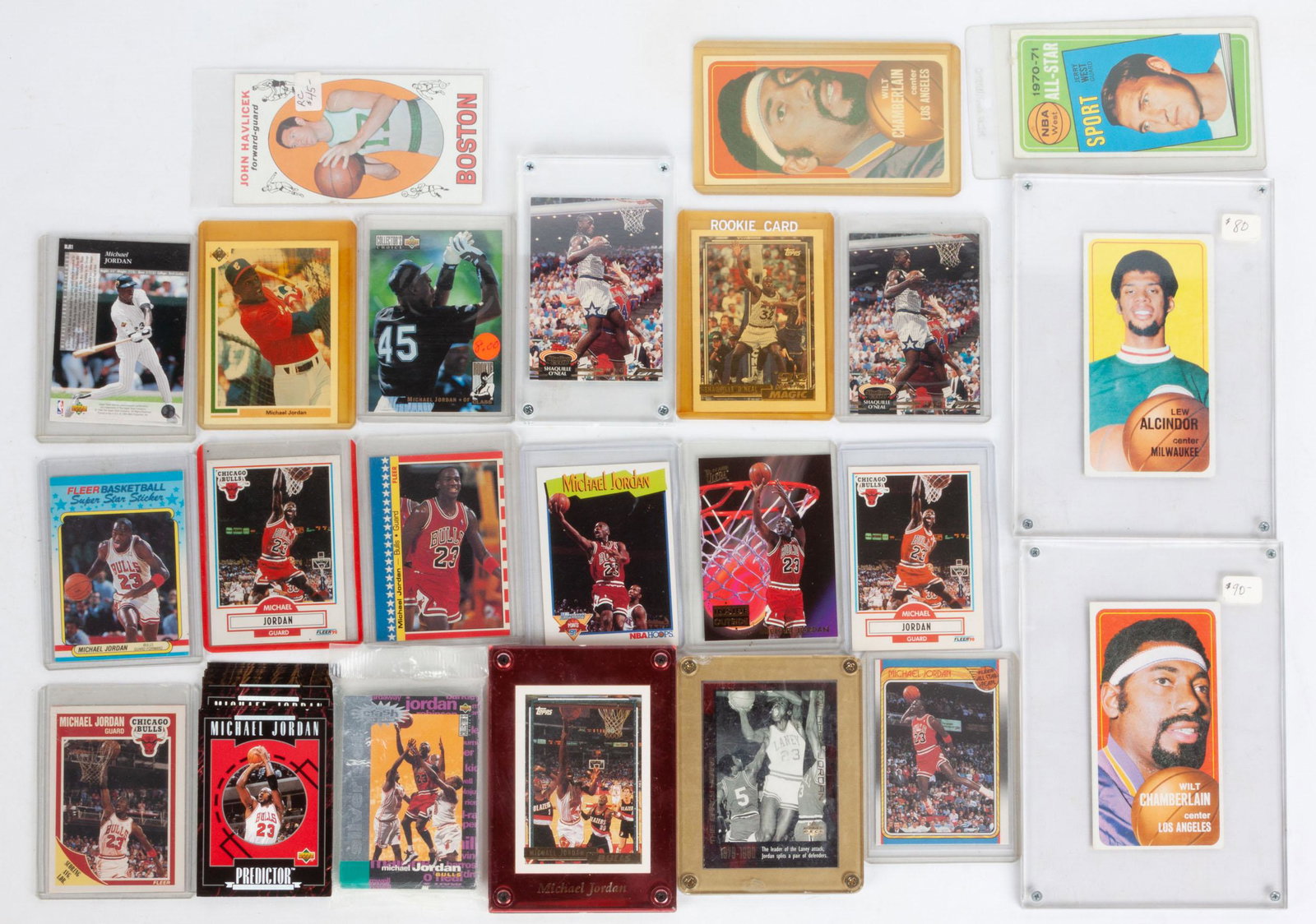 Group of NBA Trading Cards Mostly Michael Jordan, Lew: Group of NBA Trading Cards Mostly Michael Jordan, Lew Alcindor, Wilt Chamberlain, John Havlicek.