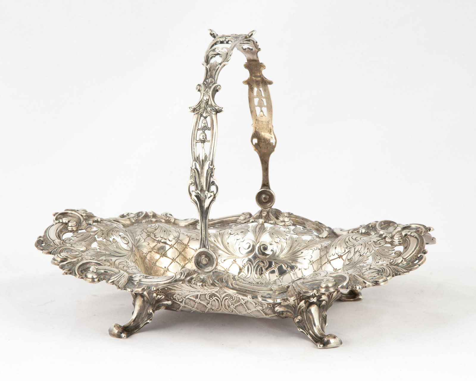Sterling Silver Basket Made for Tiffany & Co.: Sterling Silver Basket Made for Tiffany & Co. Reticulated and hand chased. 36.39 ozt.Ht. 9 1/2" W 12 1/2" D 10" The Frank & Amy Blake Collection, formerly of Corning, New York.