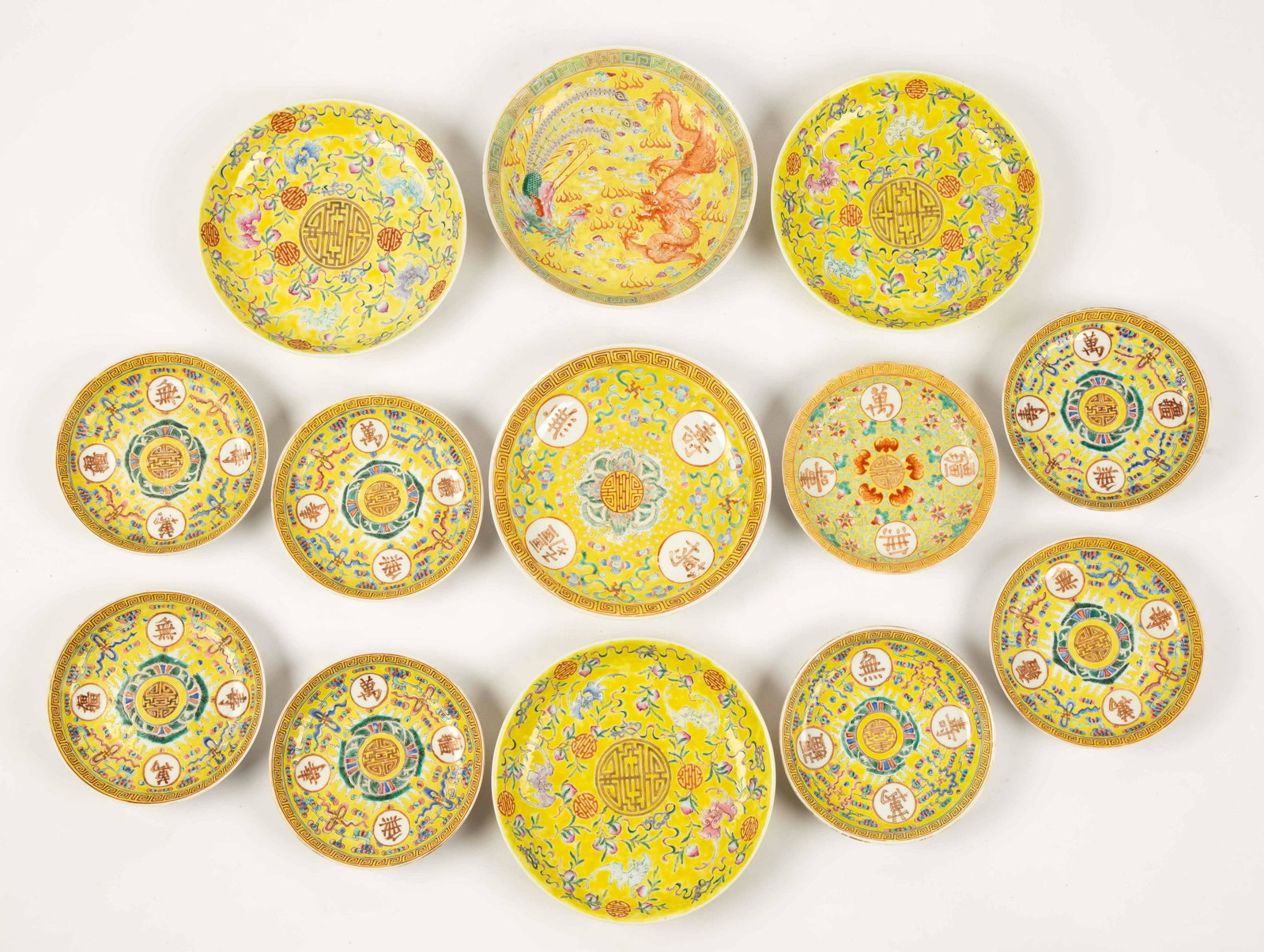 Thirteen Chinese Porcelain Hand Painted Plates: Thirteen Chinese Porcelain Hand Painted Plates 5- 9 1/2", 8- 7 1/4" The Estate of Dr. Edward C. and Ruth P. Atwater, Rochester, New York.
