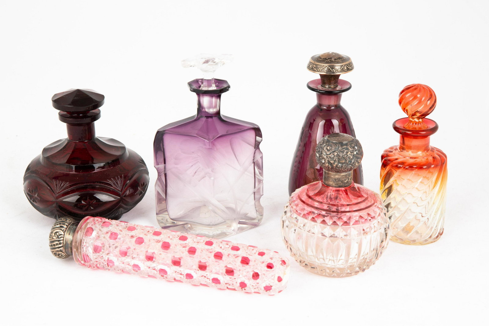 Group of Colognes: Group of Colognes Including Hawkes, Mosier, Baccarat. Max Ht. 5 1/2" The Frank & Amy Blake Collection, formerly of Corning, New York.