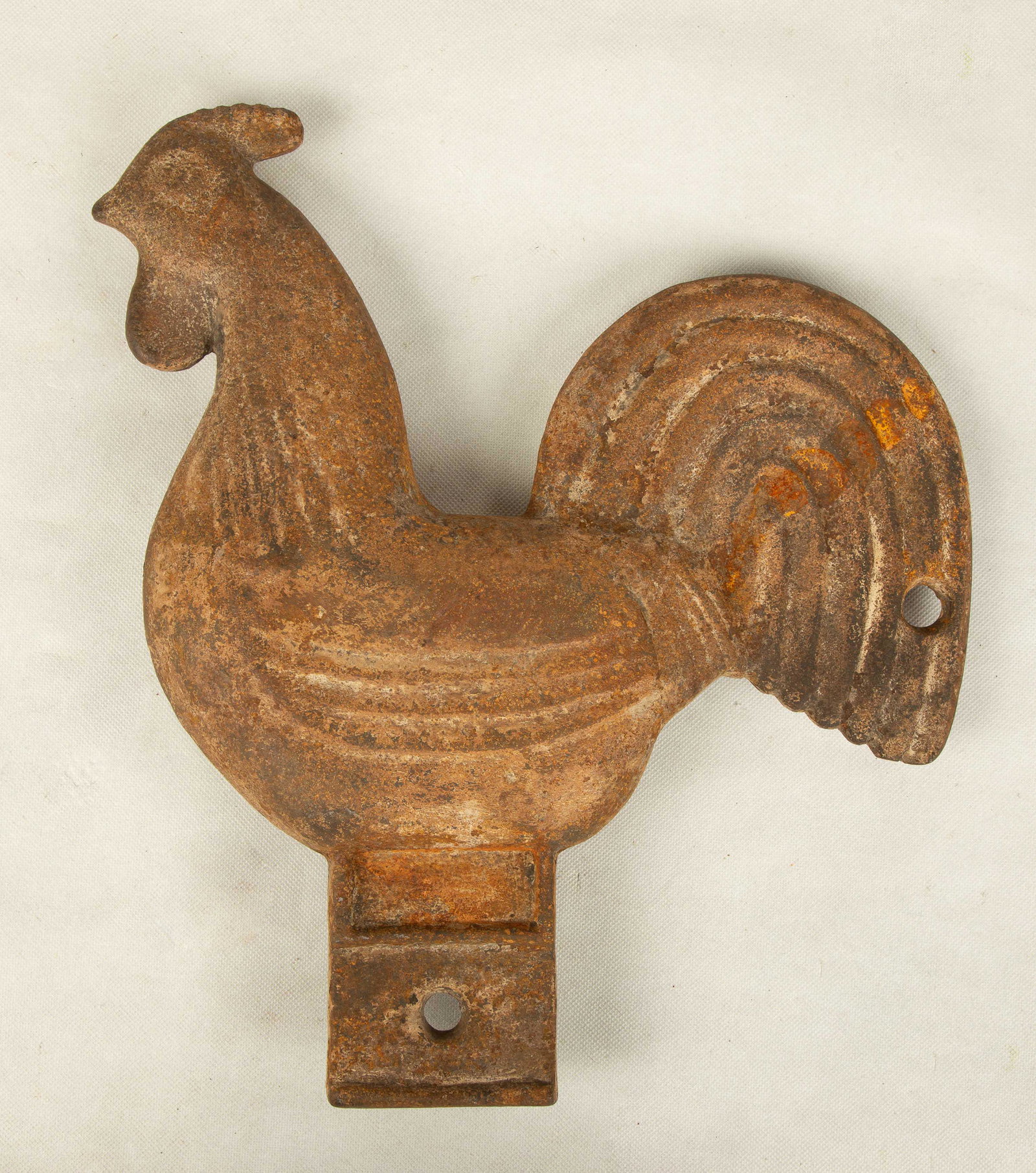 Rainbow Tail Rooster Windmill Weight: Rainbow Tail Rooster Windmill Weight Elgik Windmill Co. Ht. 18" W 16 1/2" The Estate of Dr. Edward C. and Ruth P. Atwater, Rochester, New York.