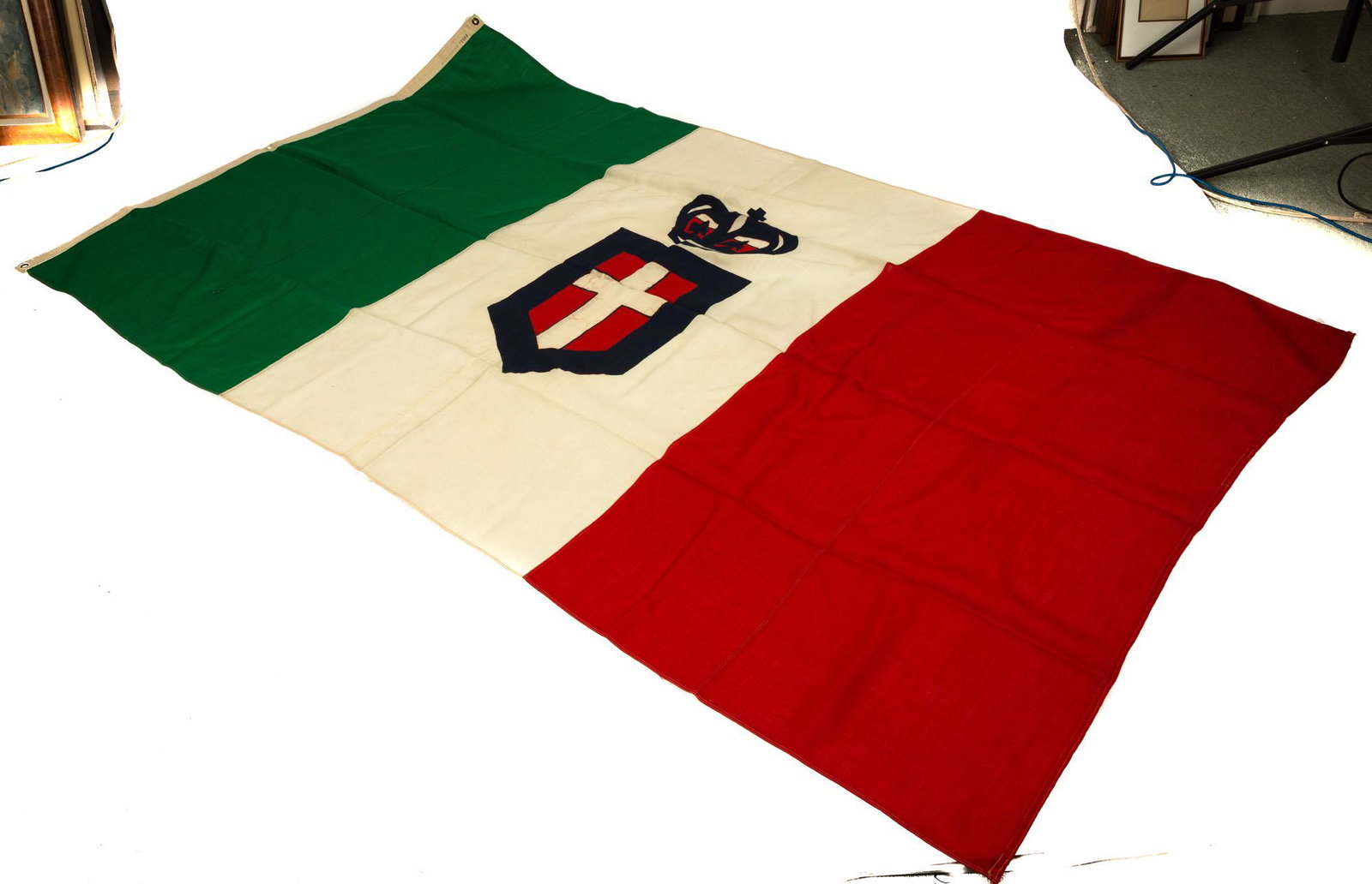 Italian Royal Flag: Italian Royal Flag W 95" L 57" Rochester Historical Society, sold to benefit the collections fund.