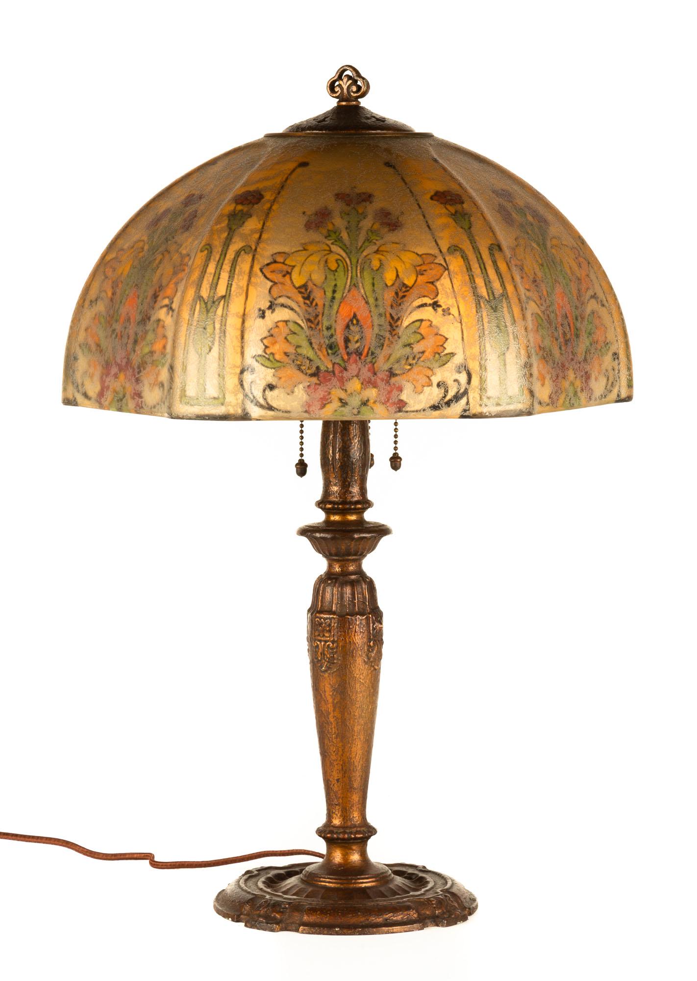 Handel Reverse Painted Table Lamp Jun Jefferson Arts and Crafts Table Lamp