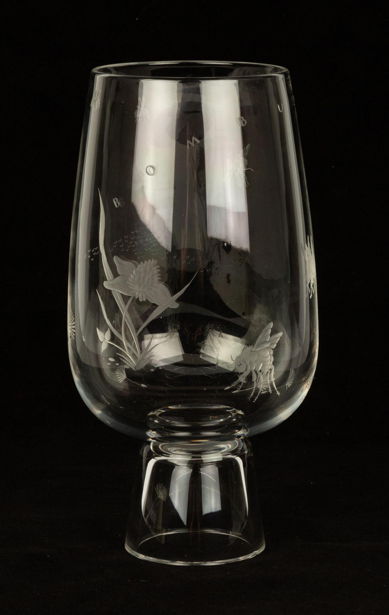 Steuben Bombus Vase: Corning, NY. Signed 'Steuben' (base). Ref #0227. Ht. 10"