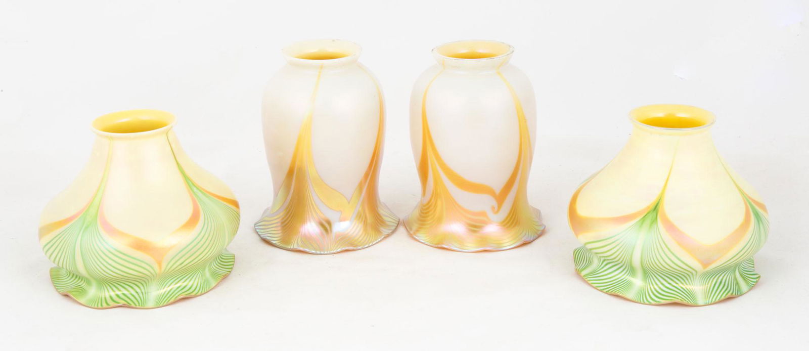 Two Pair of Decorated Art Glass Shades (1 of 1)