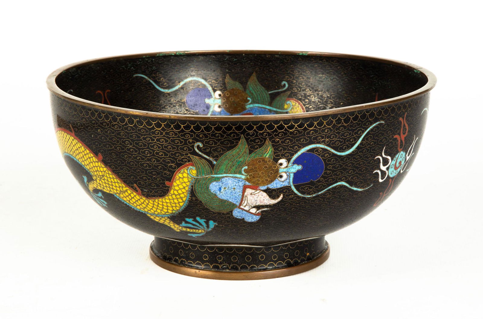 Chinese Cloisonné 5-Claw Dragon Bowl (1 of 3)