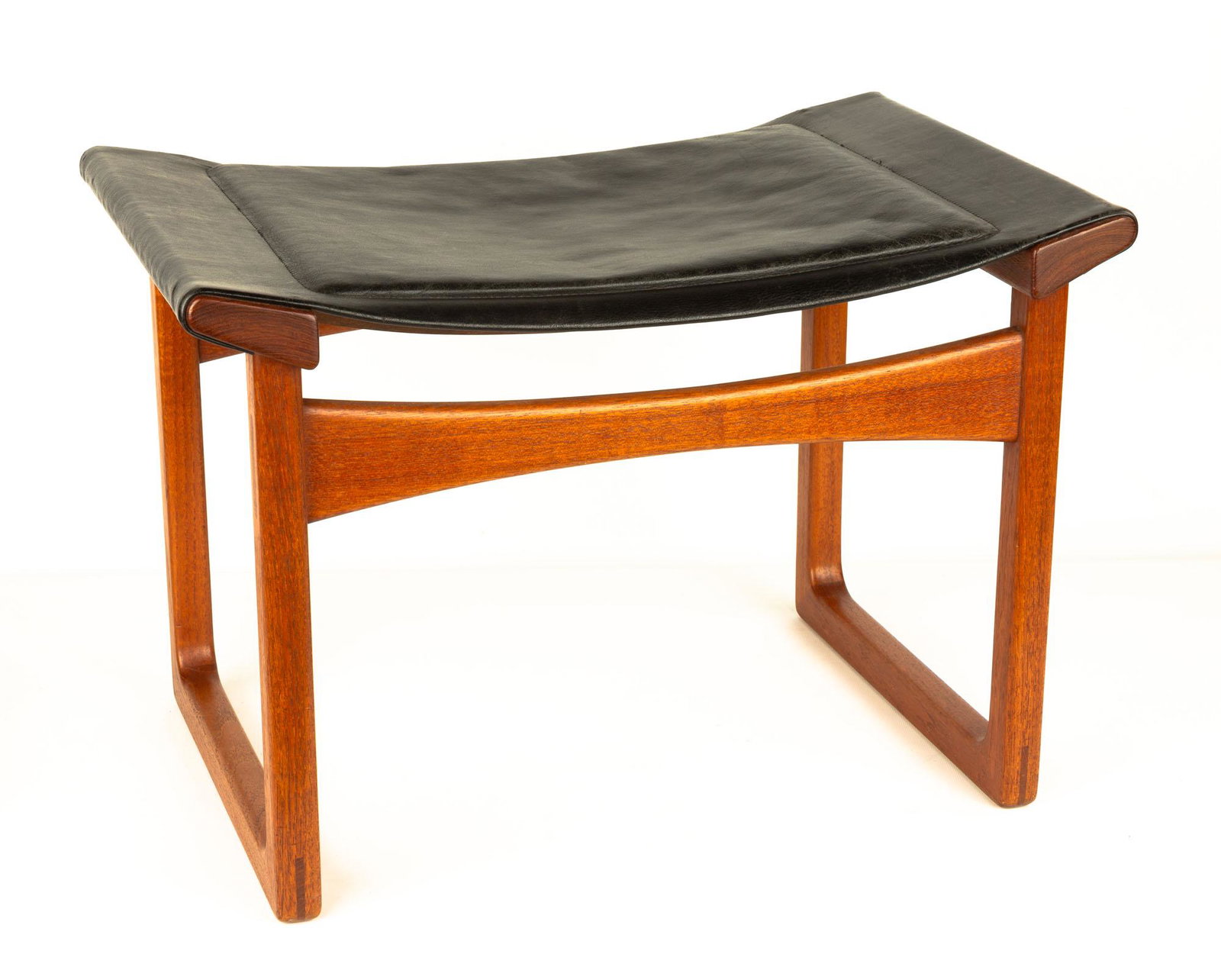 Attributed to Hans Wegner Teak and Leather Stool (1 of 2)