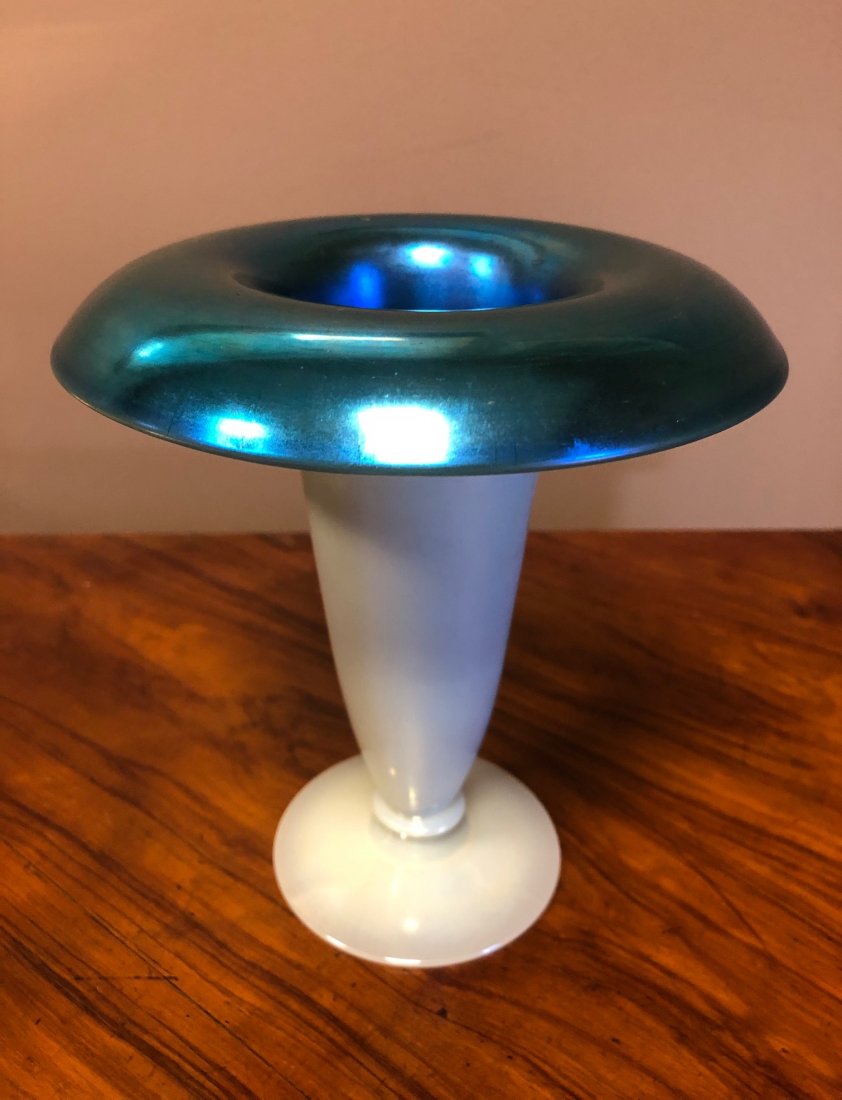 Steuben Blue Aurene & Calcite Vase (1 of 1)