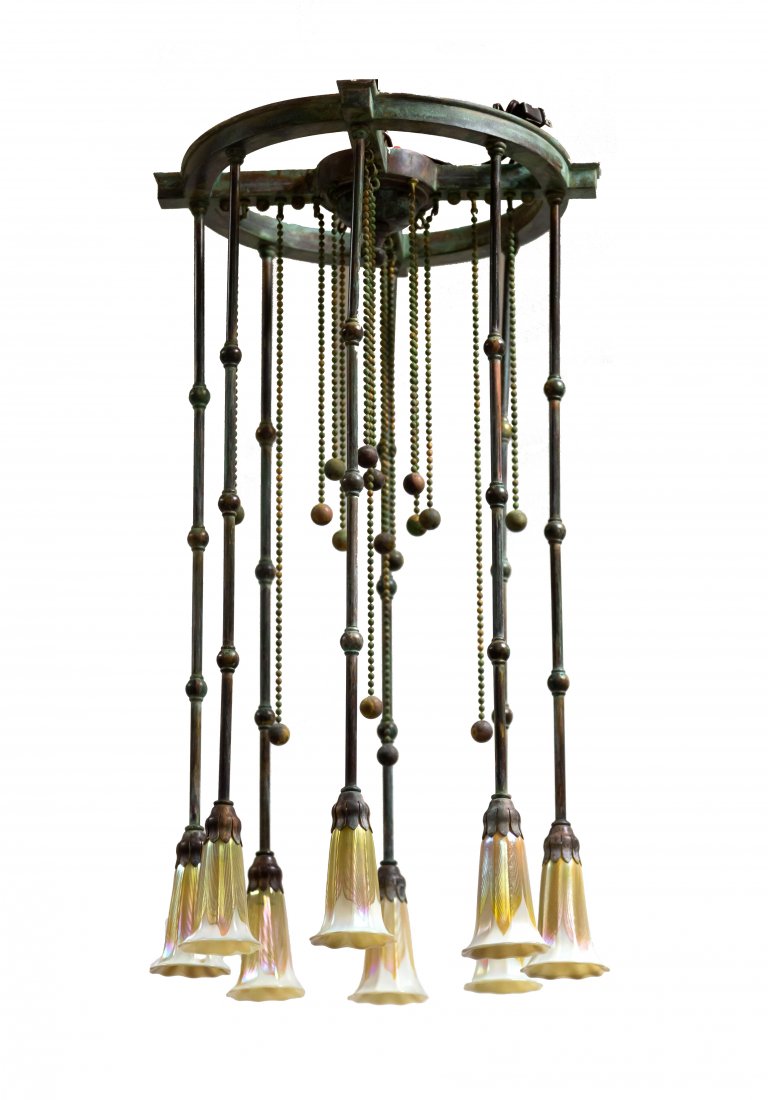 Bronze Moorish Hanging Fixture with Quezal Shades Oct 03, 2020