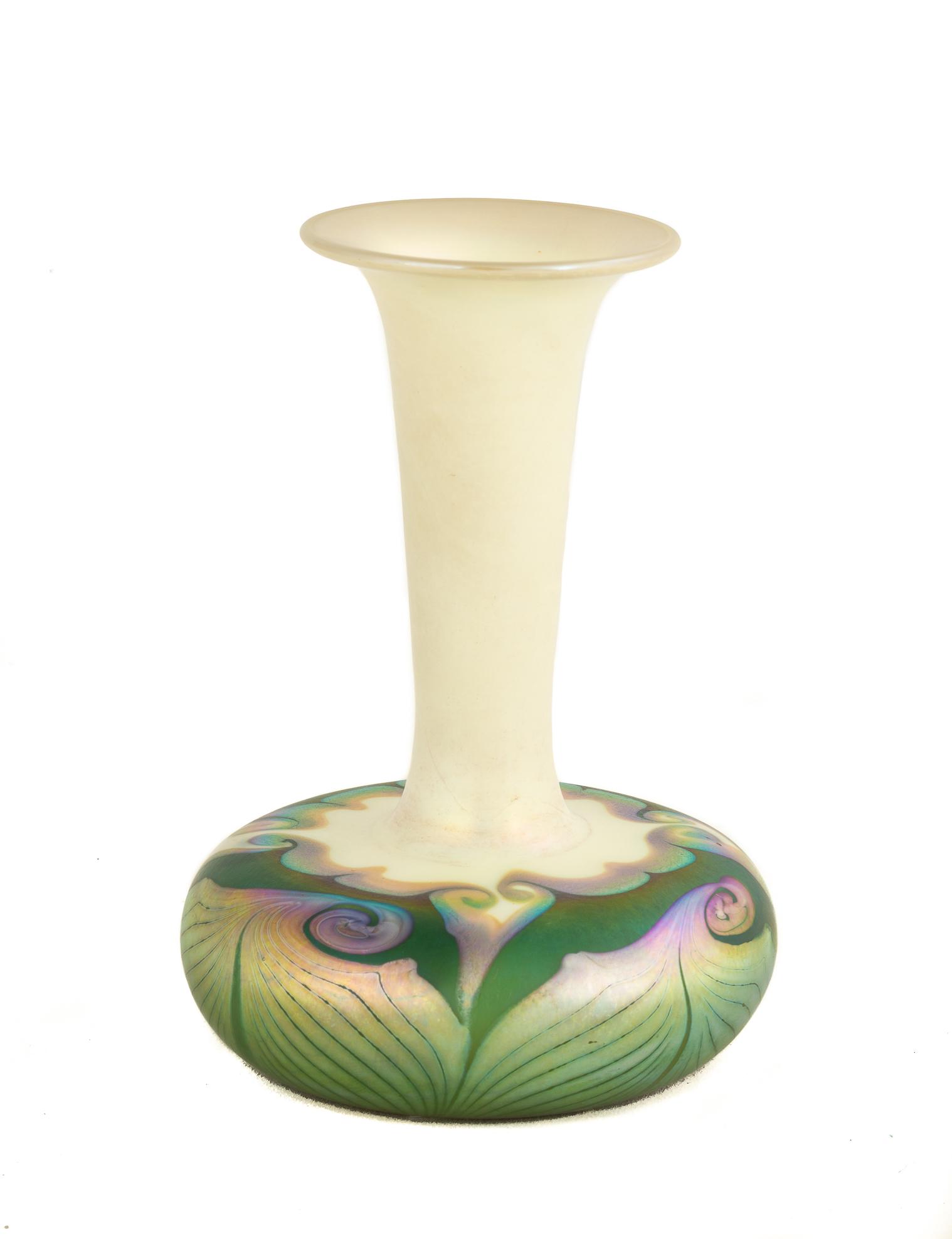 Quezal Decorated Art Glass Vase (1 of 2)