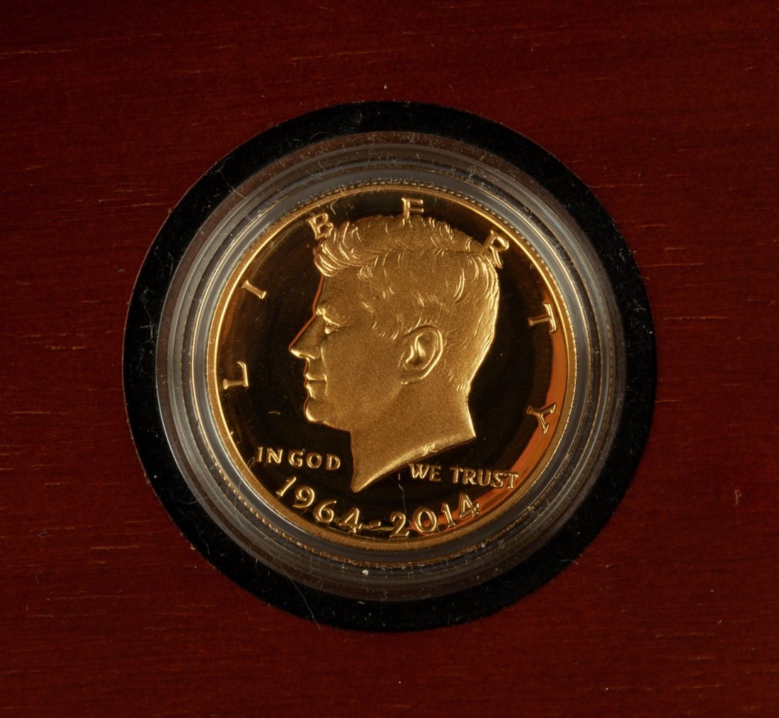 US 50th Anniversary Kennedy Half Dollar Gold Proof Coin (1 of 2)