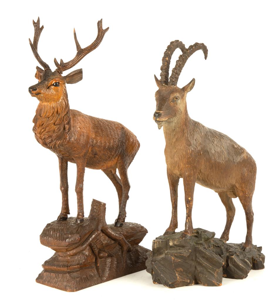 Carved Black Forest Stag & Mountain Ram (1 of 1)