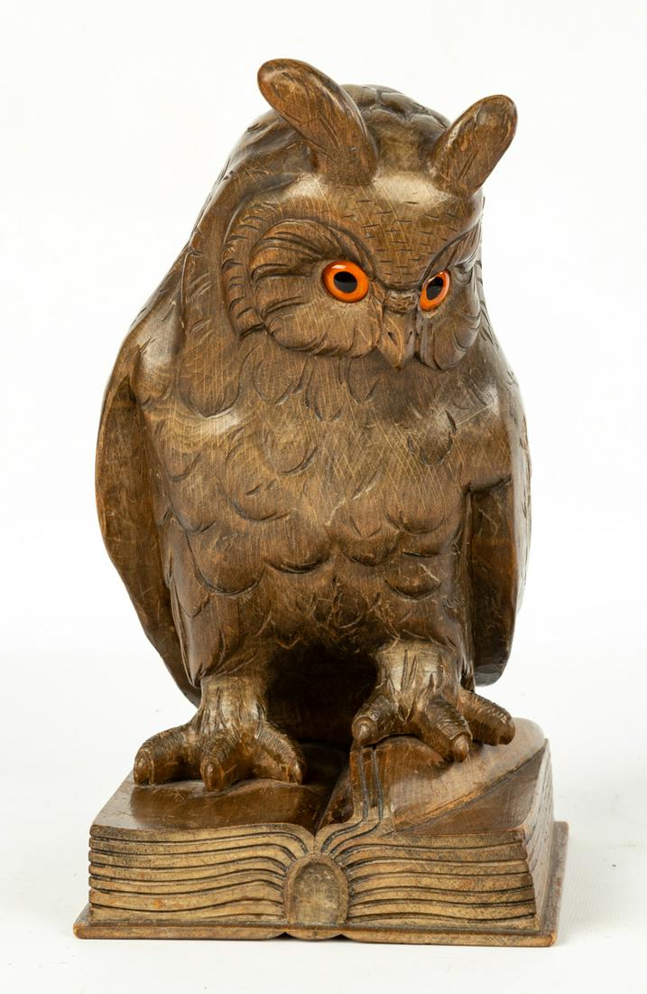 Black Forest Carving of an Owl on Book (1 of 1)