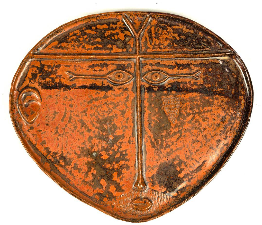 Stig Lindberg (Swedish, 1916-1982) Glazed Ceramic Face (1 of 2)