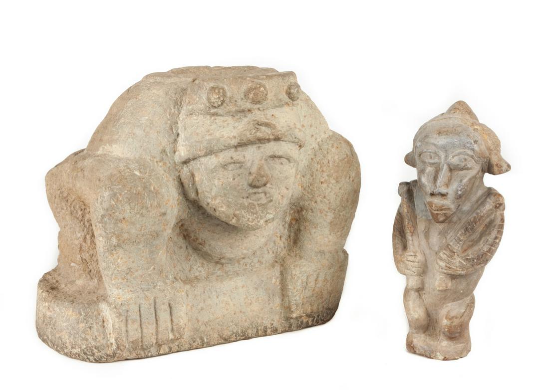 Two Pre-Colombian Carved Stone Figures (1 of 9)