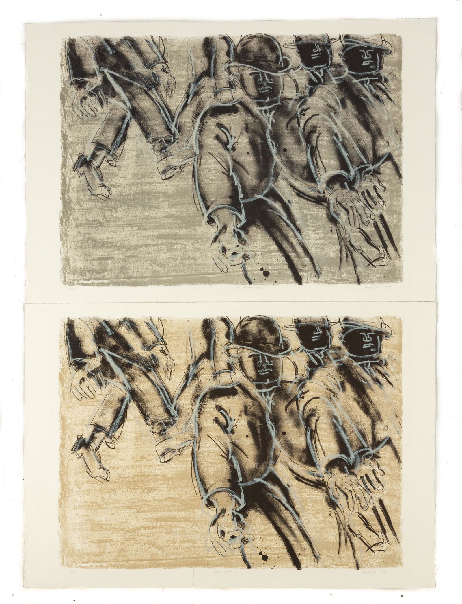 (2) Lester Johnson (American, 1919-2010) "Men Walking" (1 of 1)