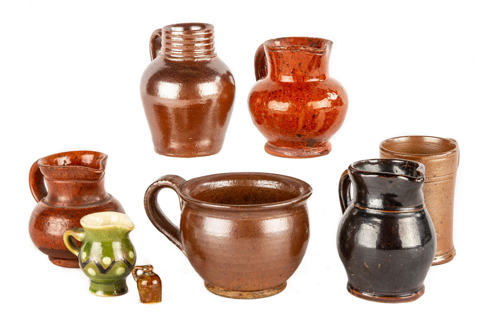 Group of Miniature Redware and Stoneware Pottery (1 of 6)