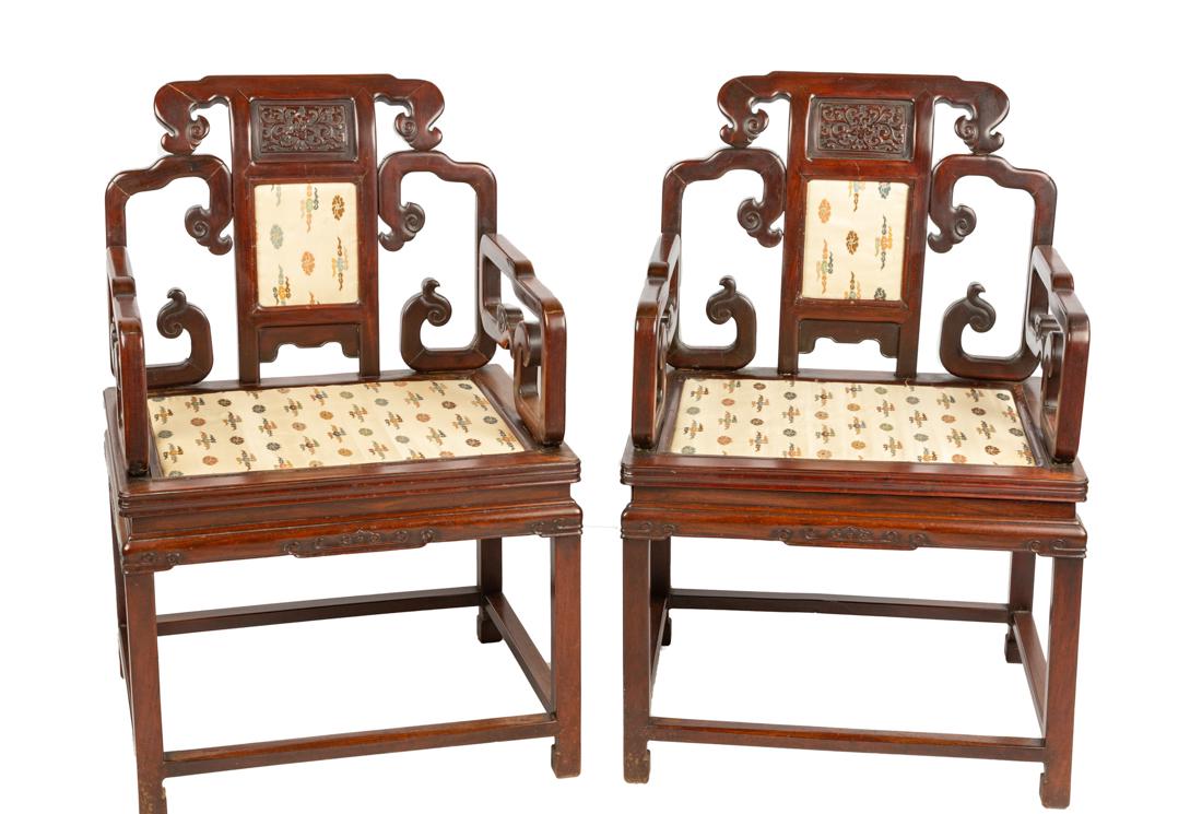 Pair of Chinese Hardwood Armchairs (1 of 3)