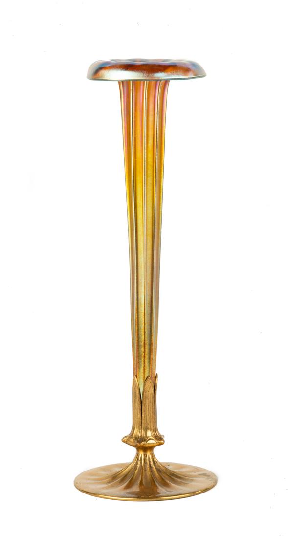 Tiffany Studios, New York Bud Vase on Bronze Base (1 of 6)