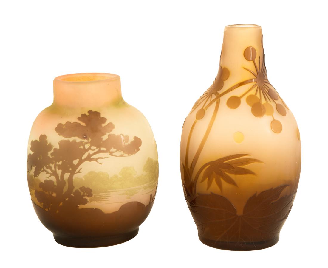 (2) Galle Scenic Cameo Art Glass Vases (1 of 1)
