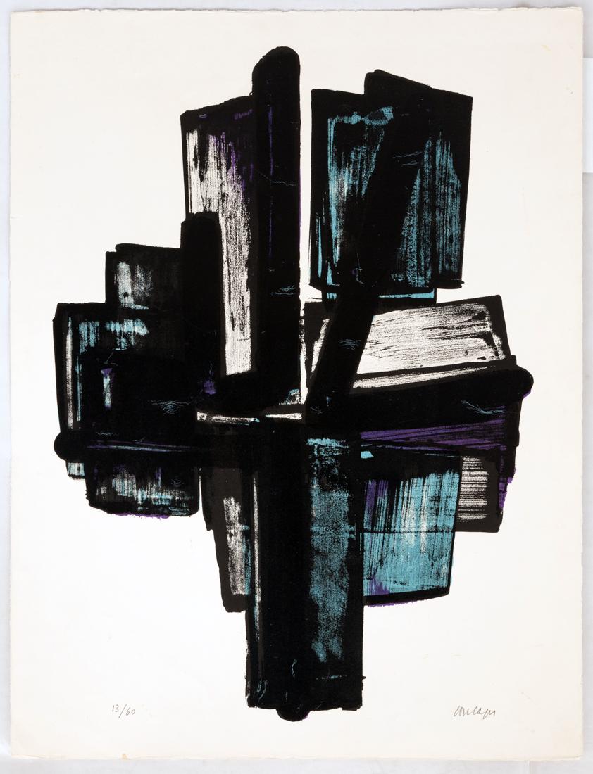 Pierre Soulages (French, b. 1919) "Composition #3" (1 of 6)