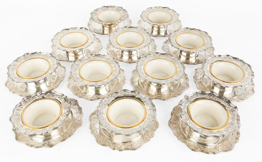 (12) Sterling Silver & Porcelain Sherbets (1 of 5)