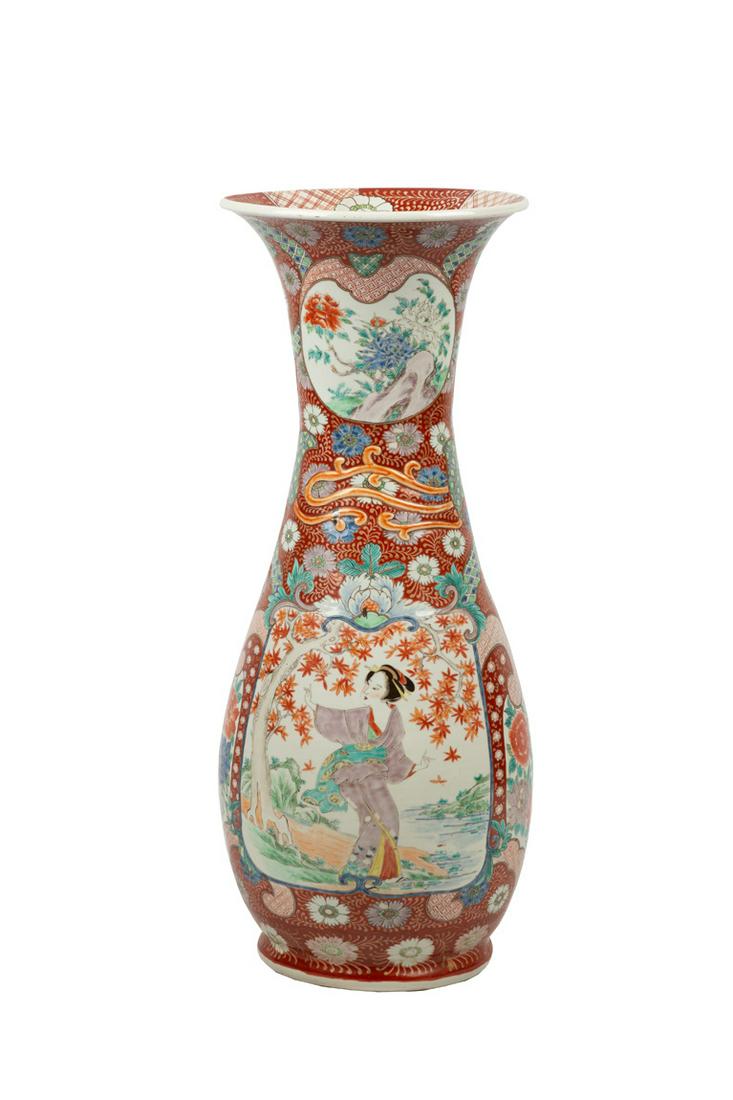 Japanese Hand Painted Porcelain Floor Vase (1 of 5)