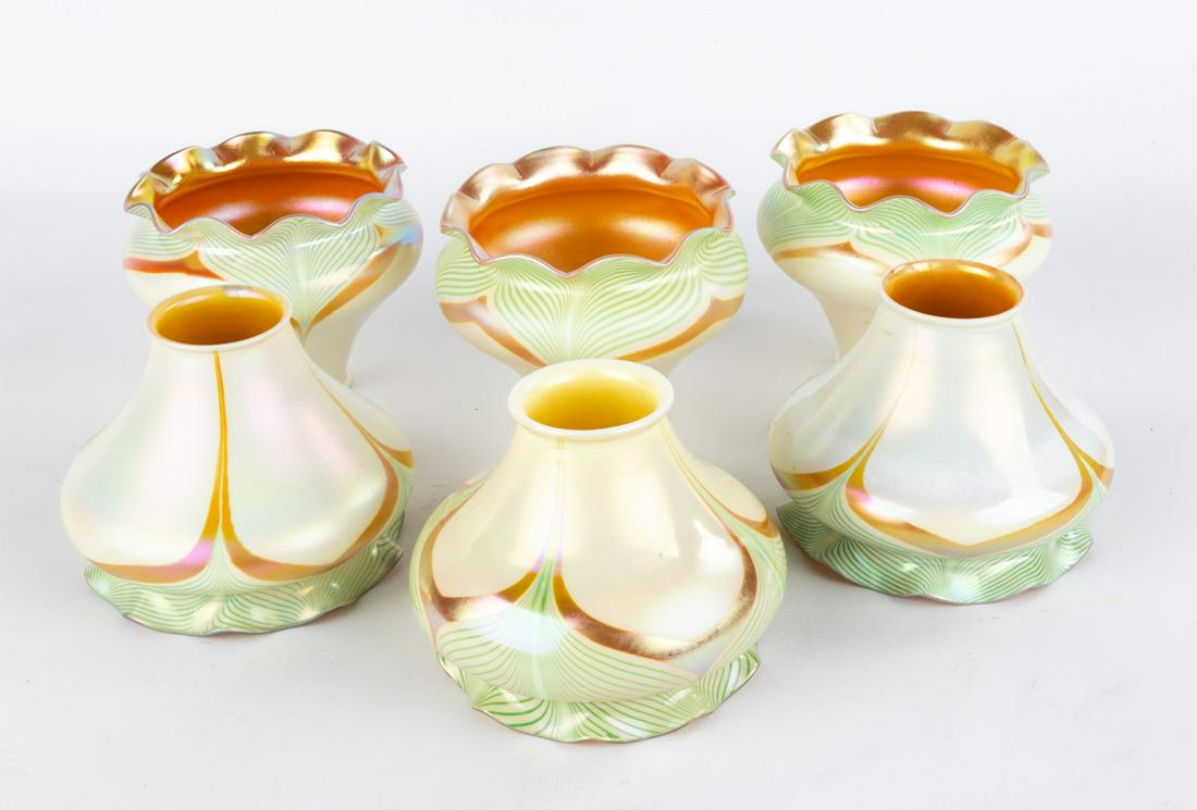 (6) Set of Steuben Pulled Feather Shades (1 of 1)