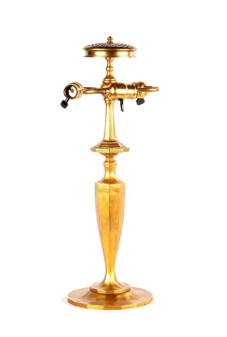 Tiffany Studios, New York Gilt Bronze Lamp Base (1 of 5)