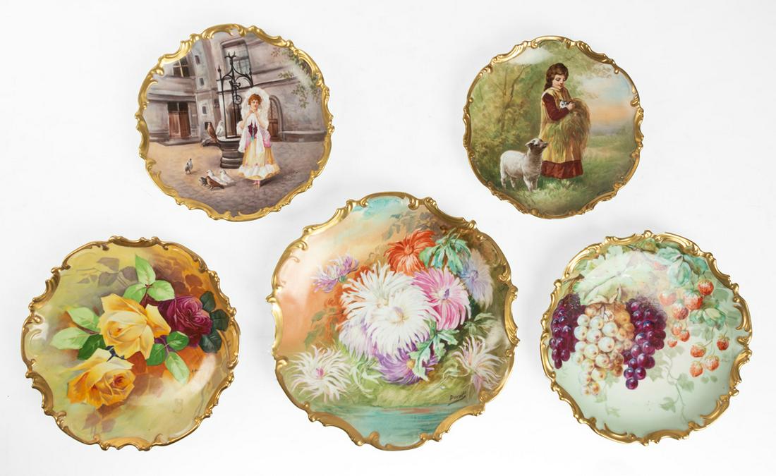 (5) Limoges Hand Painted Porcelain Plates (1 of 2)