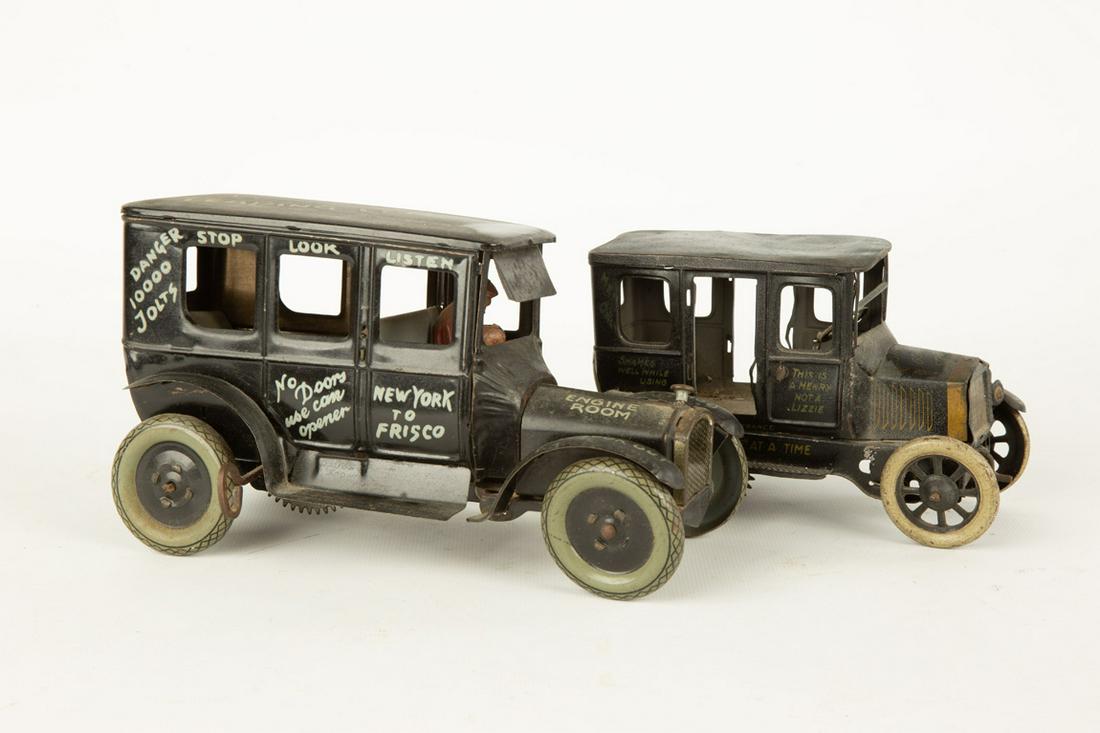 Leaping Lena Tin Lithograph Wind Up Toy and Car: Leaping Lena Tin Lithograph Wind Up Toy and Car Max 4 1/2 x 8 in. A Buffalo, New York collection.