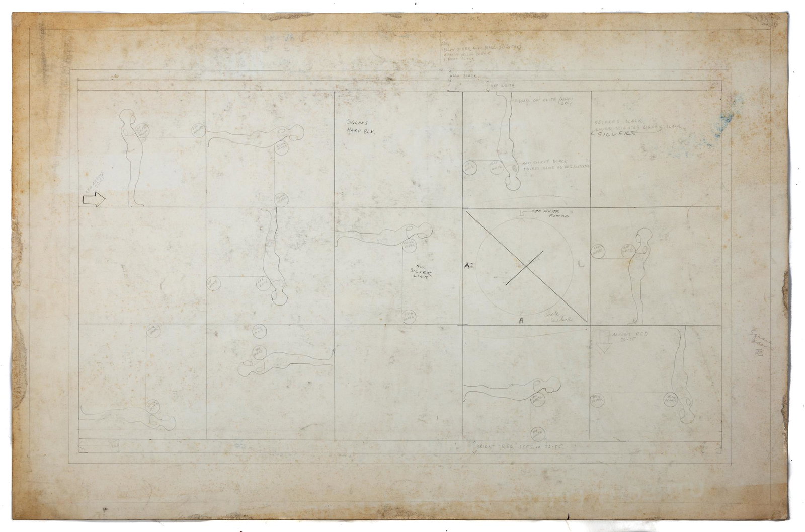 Ernest Tino Trova (American, 1927-2009) Preparatory: Ernest Tino Trova (American, 1927-2009) Preparatory Sketch Drawing. 26 x 40 in. An Ithaca, New York collection.