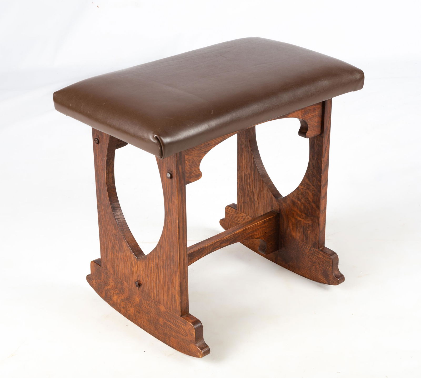 Style of Charles Rohlfs, Oak Rocking Stool (1 of 1)