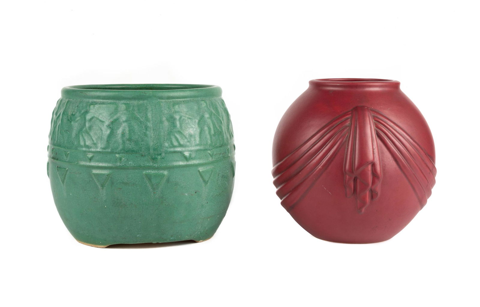 Roseville Cameo Jardiniere & Weller Ragenda Vase (1 of 3)