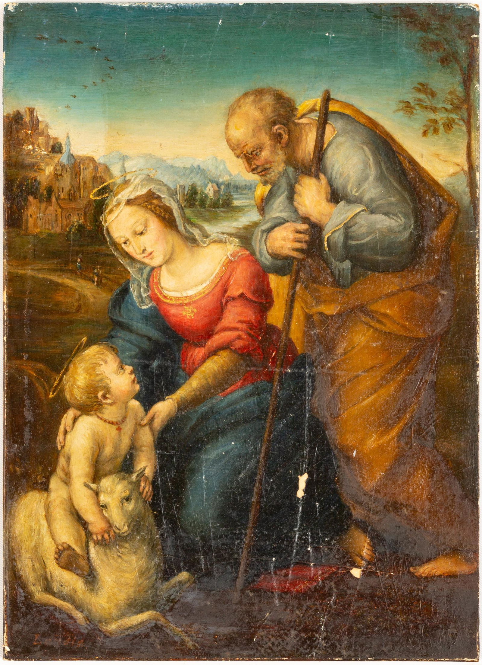 Old Masters style Painting of the Holy Family with a La (1 of 2)
